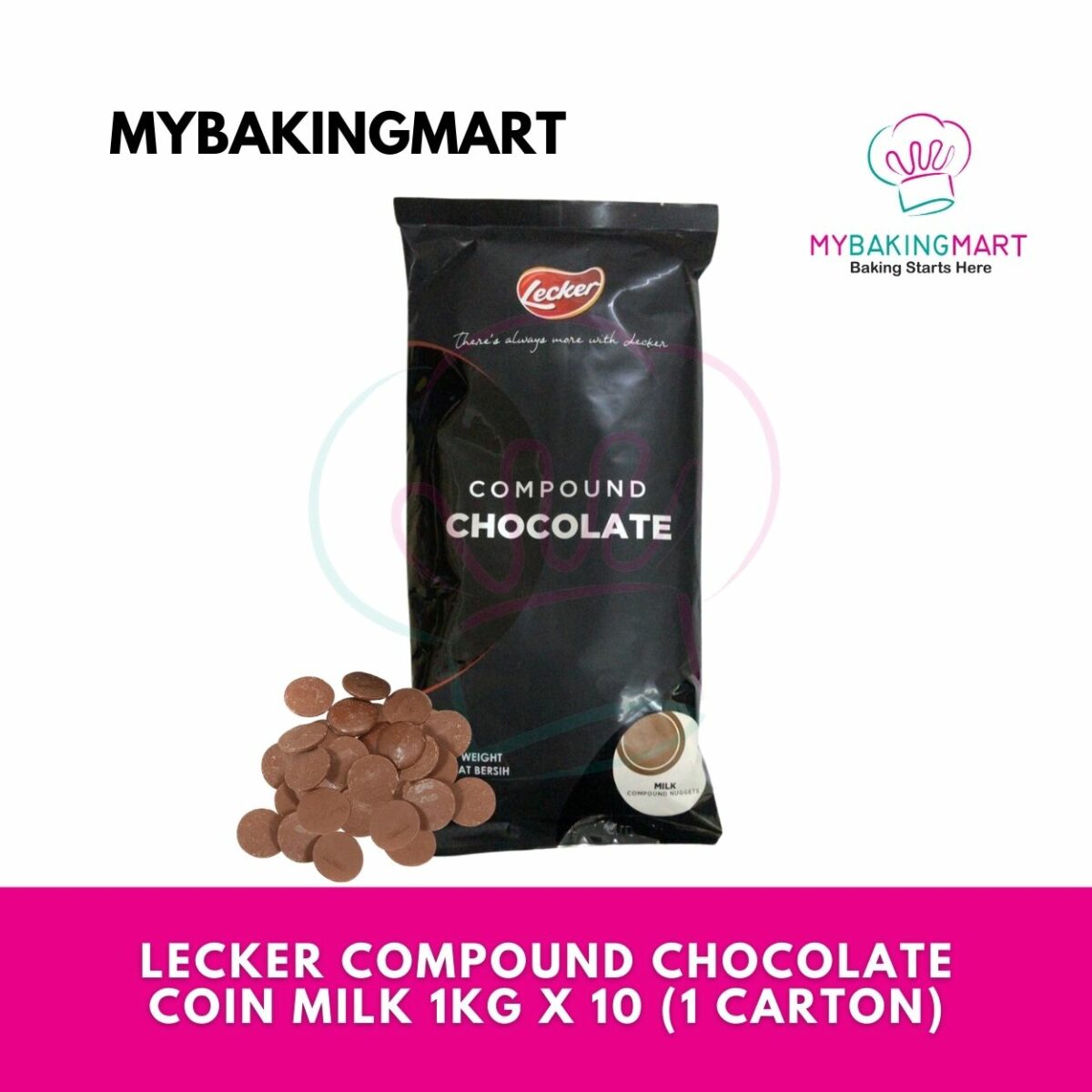 Lecker Chocolate Compound Coins Milk 1kg x 10 (1 Carton) - Image 1