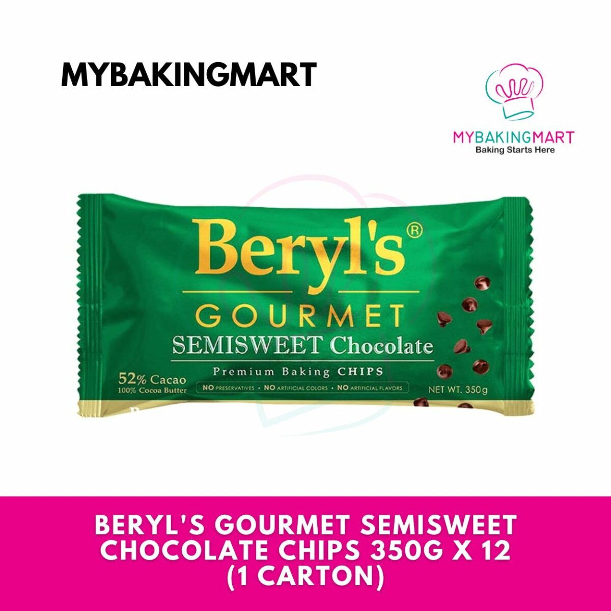 Beryl's Gourmet Semisweet Chocolate Chips 350g x 12 (1 Carton) - Image 1